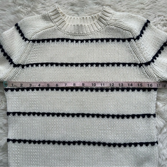 Madewell Sweater Textured Cotton Crewneck in Stripe Bright Ivory Navy Stripe S - Picture 11 of 13